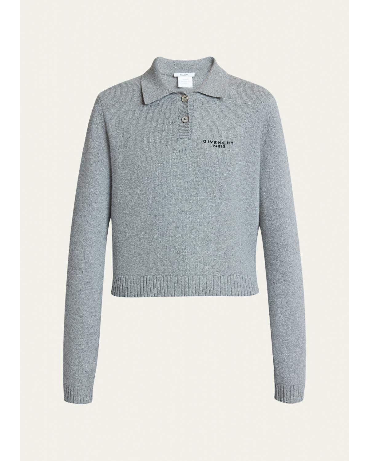 Logo Embroidered Wool-Cashmere Polo Sweater
