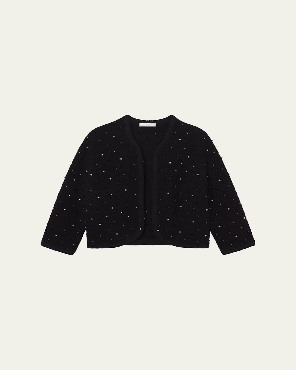 Frame The Embellished Knit Jacket In Black