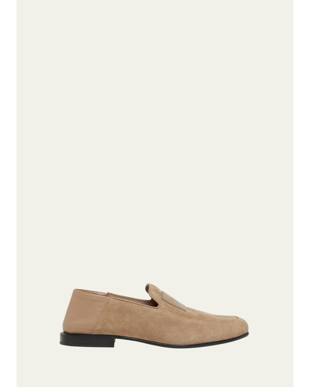 Men'S Label Suede Foldable Loafers
