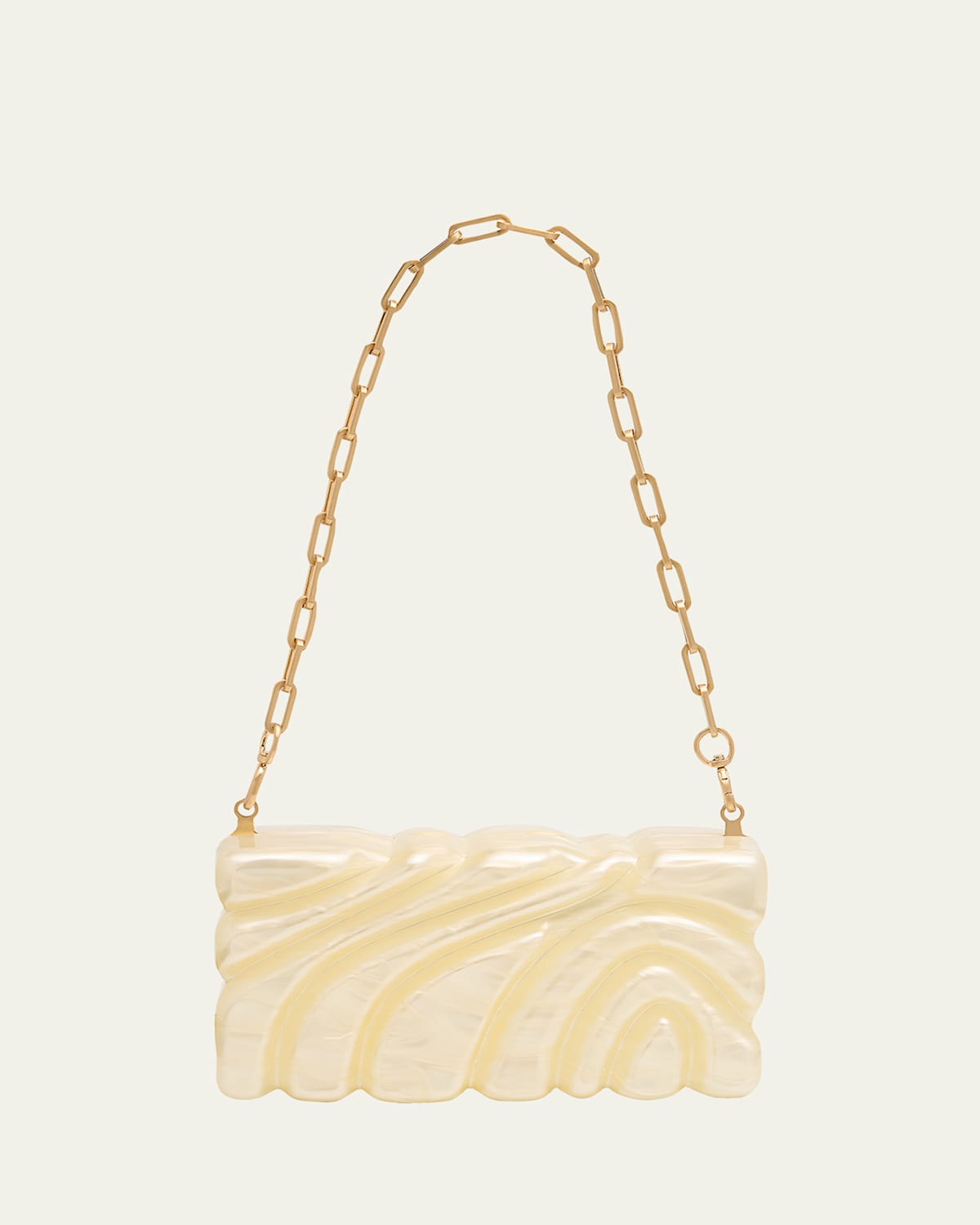 Cult Gaia Aura Sculptural Marbled Acrylic Clutch Bag In Neutral