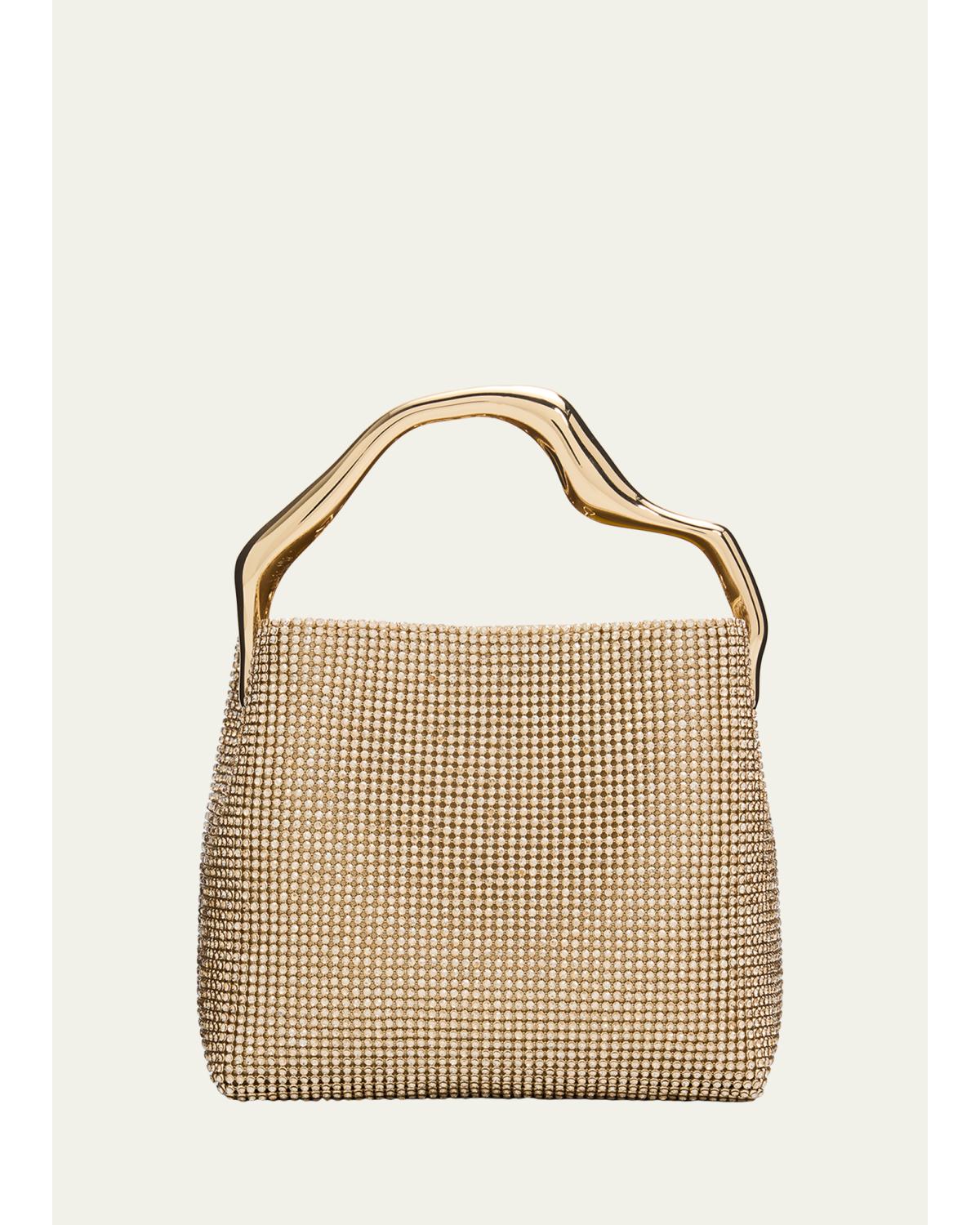 Solene Mini Rhinestone Sculptural Top-Handle Bag