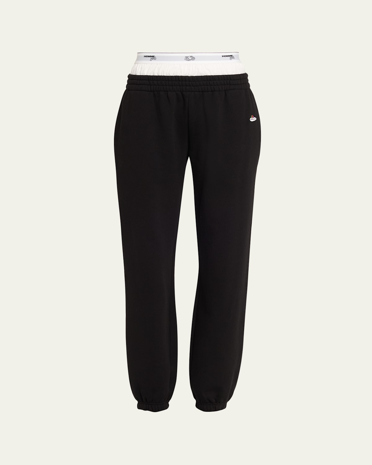 Hommegirls X Fruit Of The Loom Peekaboo Boxer Straight-leg Ankle Sweatpants In Black