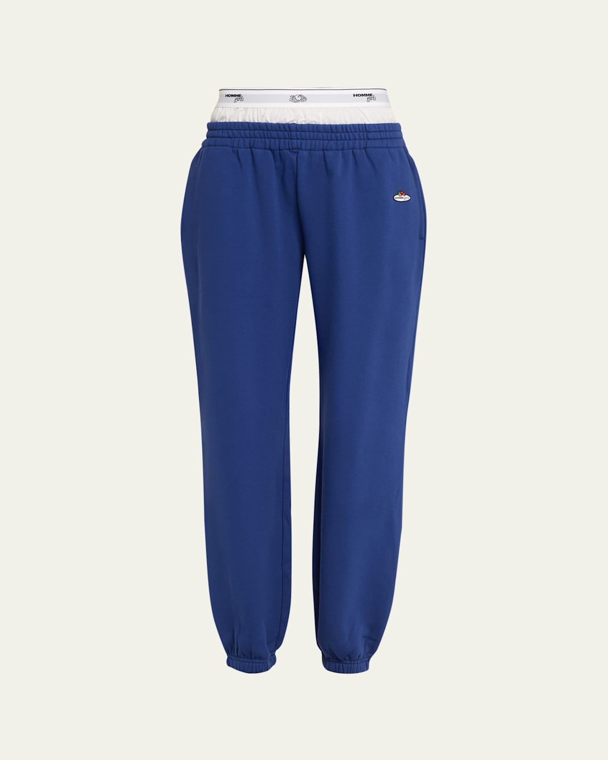Hommegirls X Fruit Of The Loom Peekaboo Boxer Straight-leg Ankle Sweatpants In Blue
