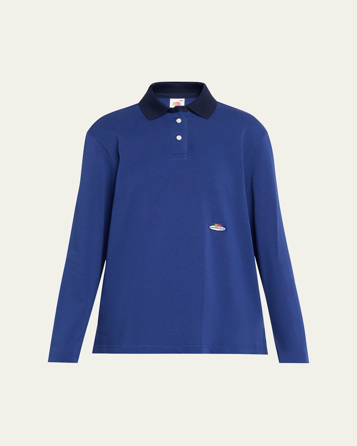 Hommegirls X Fruit Of The Loom Long-sleeve Polo Shirt In Blue