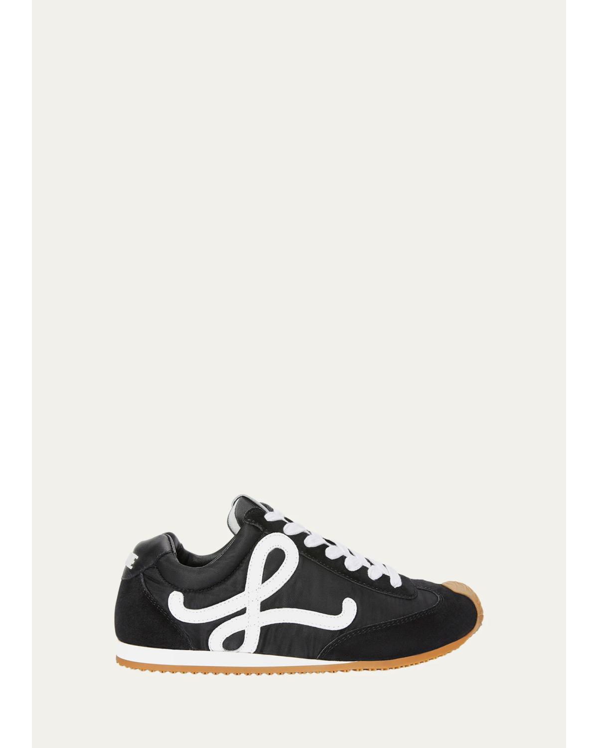 Loewe Ballet Runner 2.0 Mixed Leather Sneakers In Black