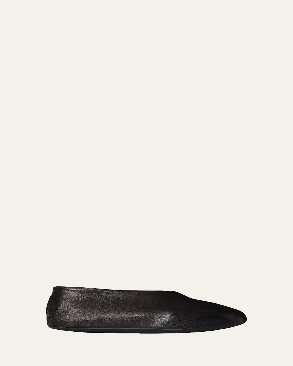 The Row Stella Leather Slippers In Black