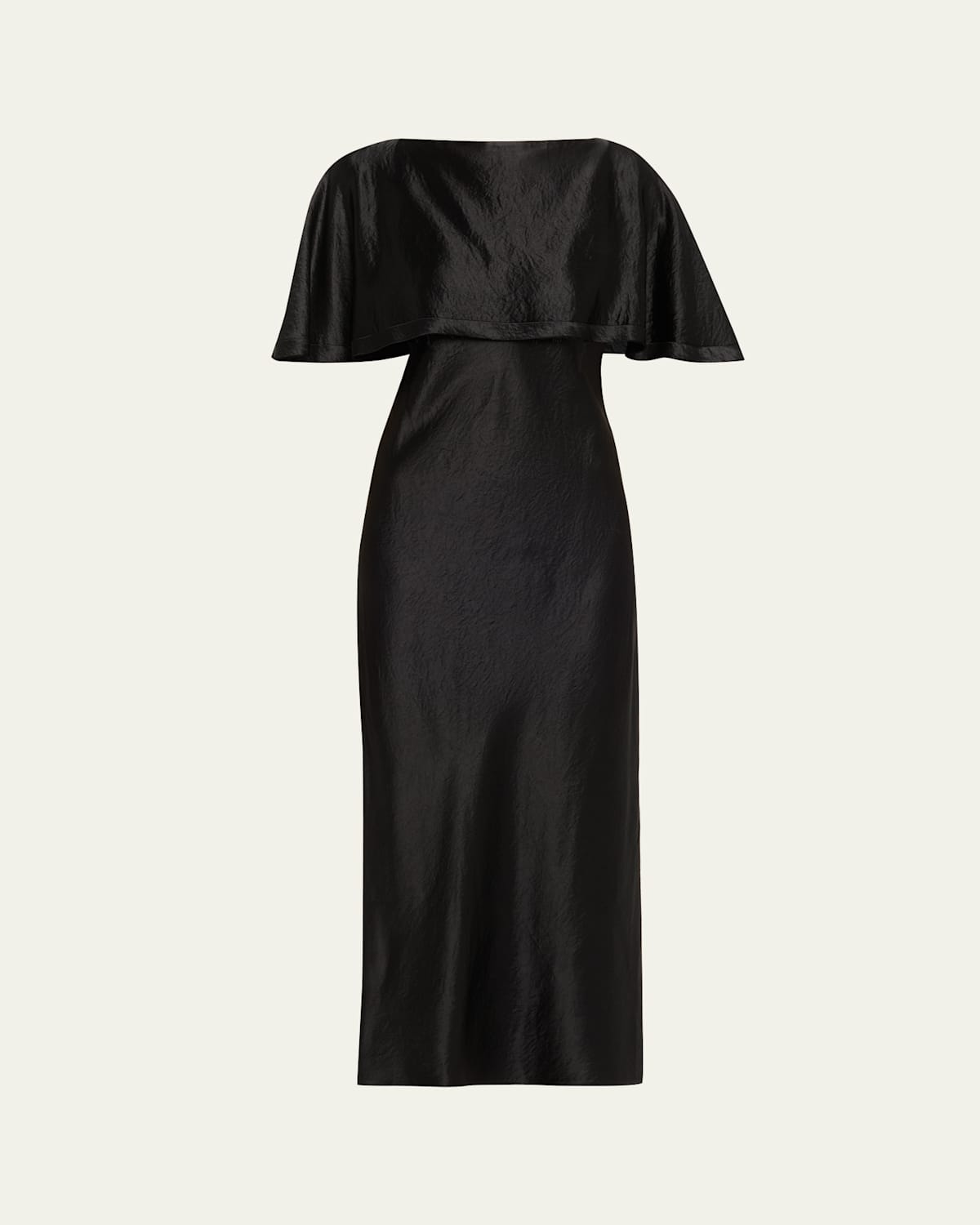 Jason Wu Collection Washed Twill Cape-sleeve Midi Dress In Black