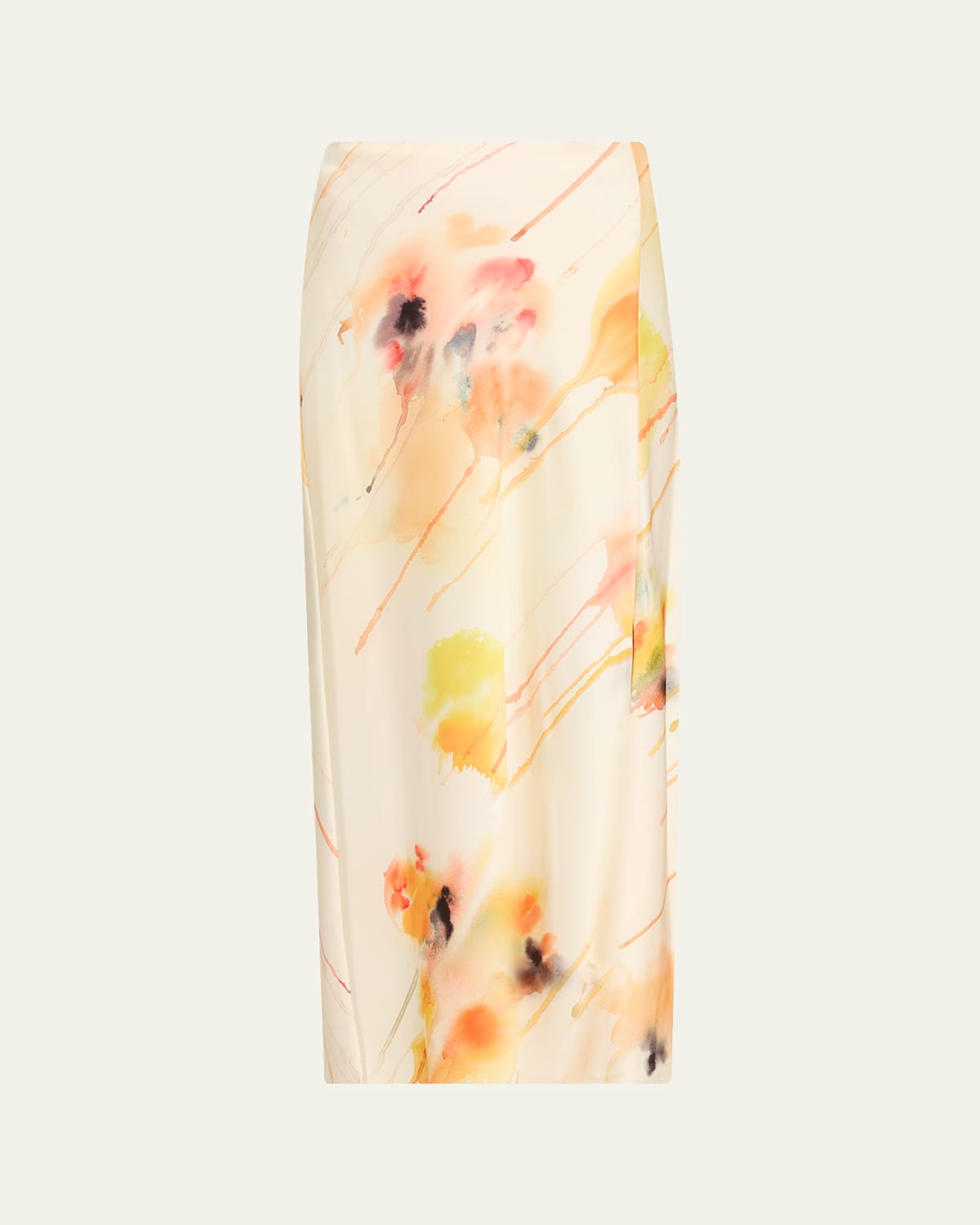 Jason Wu Collection Washed Satin Floral-print Midi Skirt In Yellow