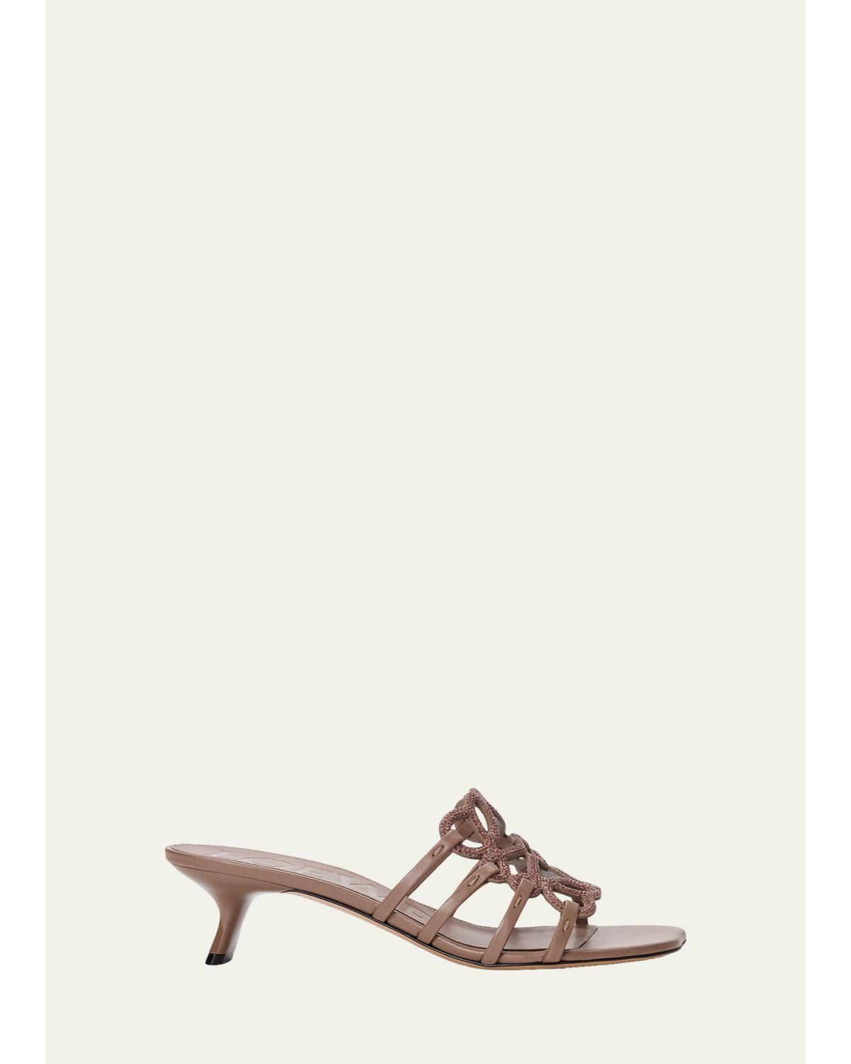 45Mm Petal Anagram Embellished Leather Mule Sandals