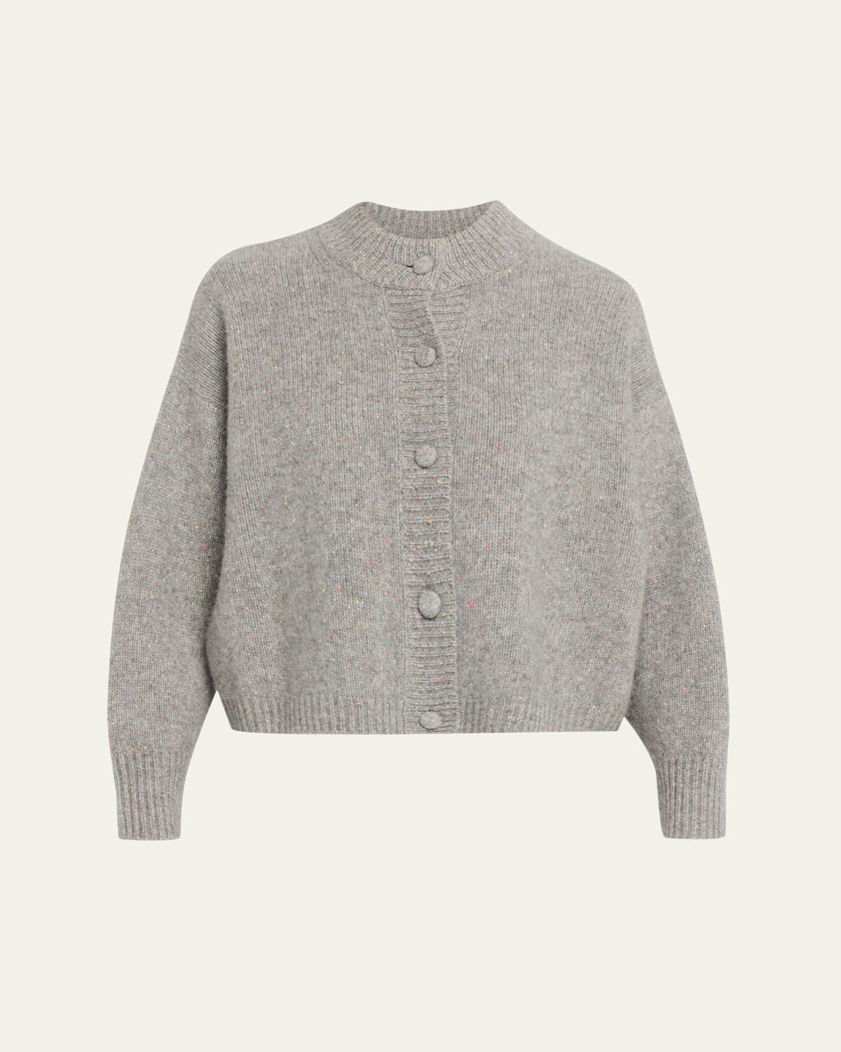 Frame The Cashmere Fleck Cardigan In Silver