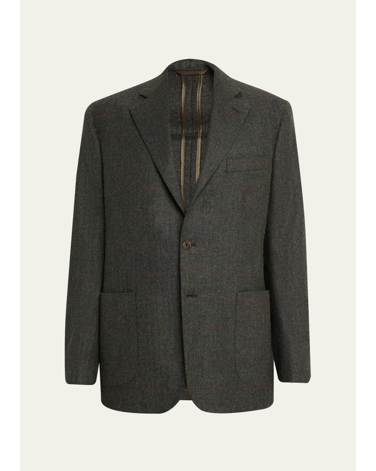 Men'S Single-Breasted Wool Cashmere Sport Coat