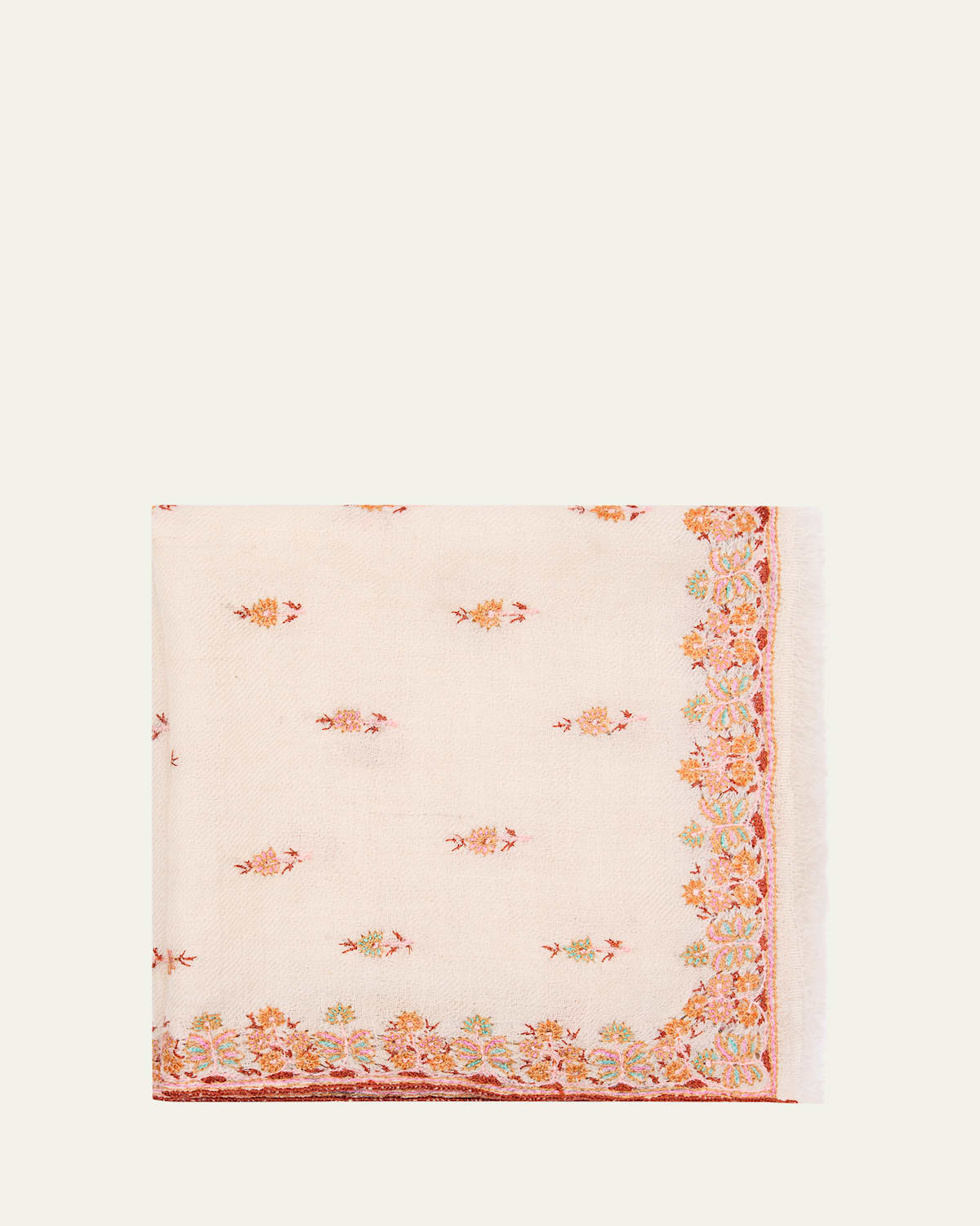 Anderson & Sheppard Men's Embroidered Cashmere Scarf In Brown