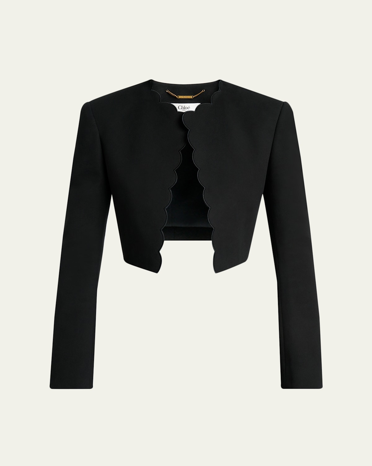 Chloé Scalloped Cavalry Cotton Crop Jacket In Black