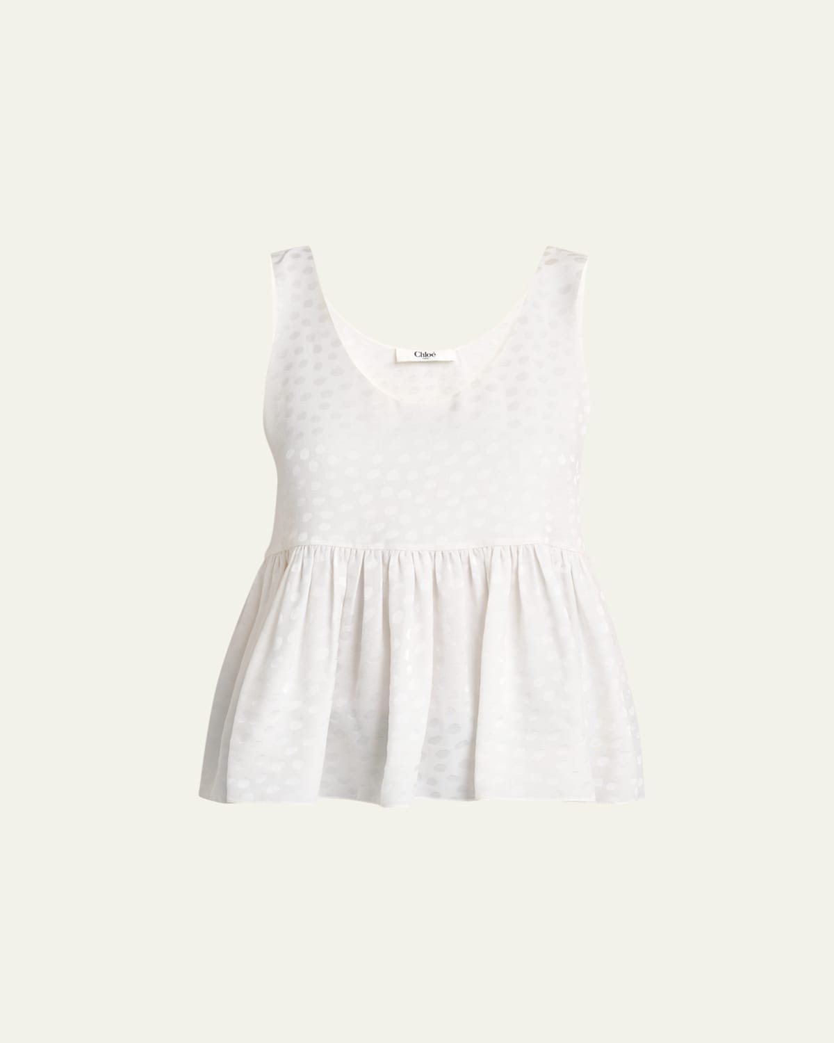 Chloé Dot Silk Jacquard Sleeveless Peplum Blouse In White