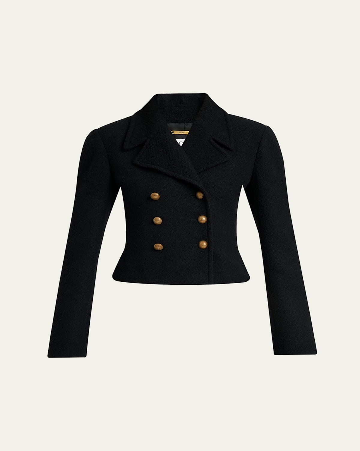 Chloé Double-breasted Wool Bouclette Crop Jacket In Black