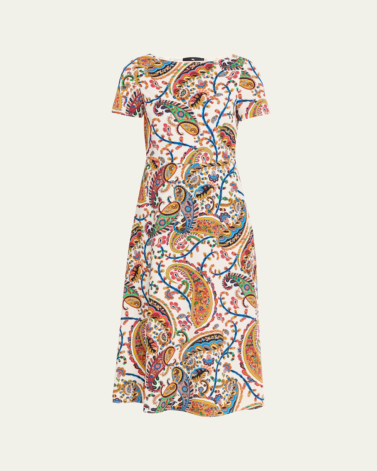 Etro Paisley-print Short-sleeve A-line Midi Dress In Multi