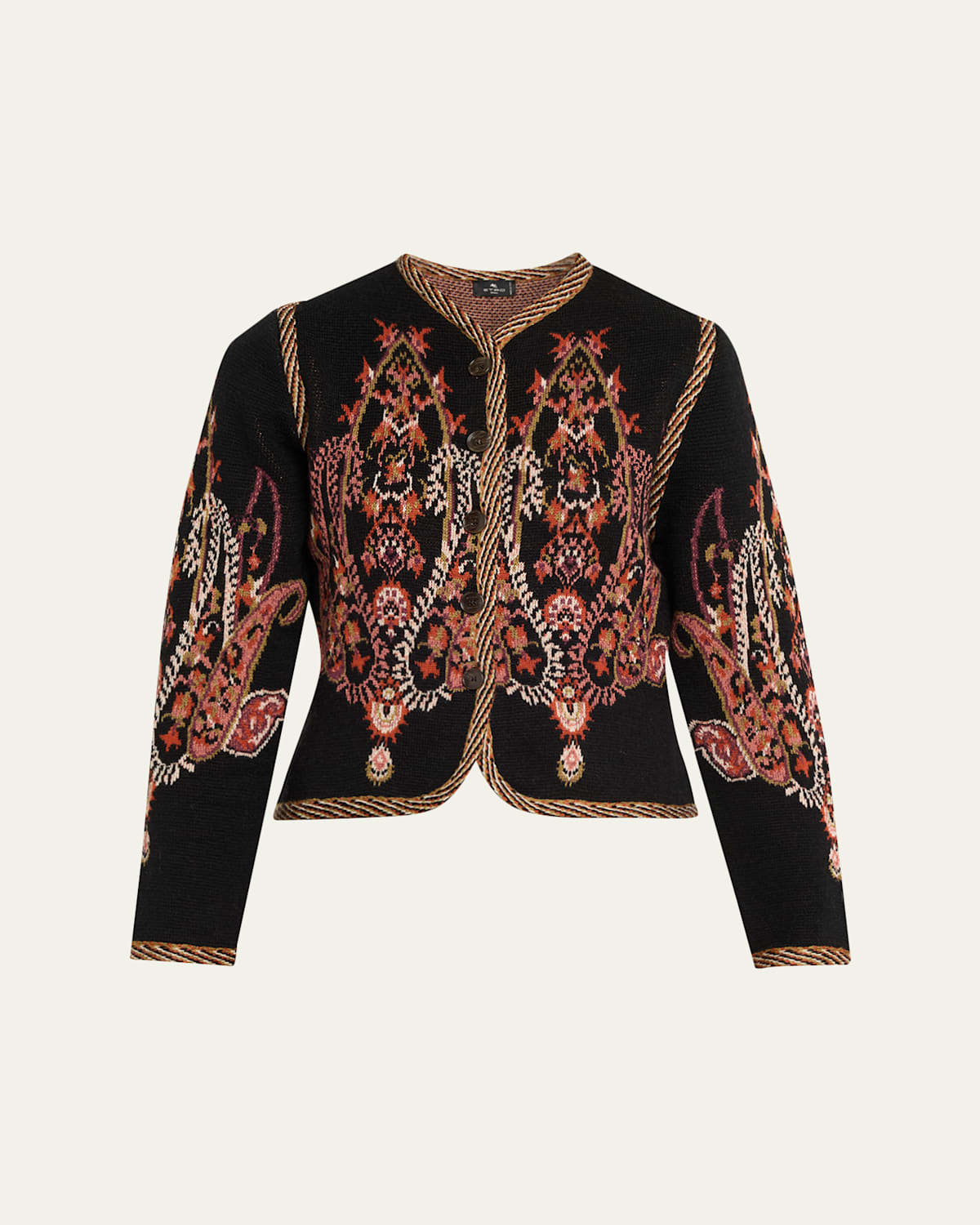 Etro Paisley Jacquard Cropped Wool-blend Cardigan In Multi