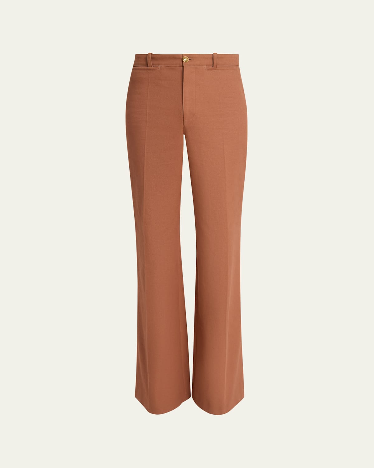 Chloé Mid-rise Organic Cotton Canvas Flare Pants In Orange