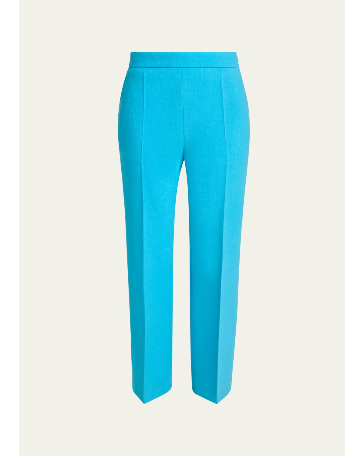 Lower Impact Wool Crepe Straight-Leg Ankle Pants