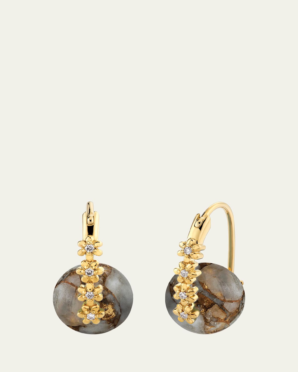 Sydney Evan 14K Gold Diamond Daisy Calcite Earrings