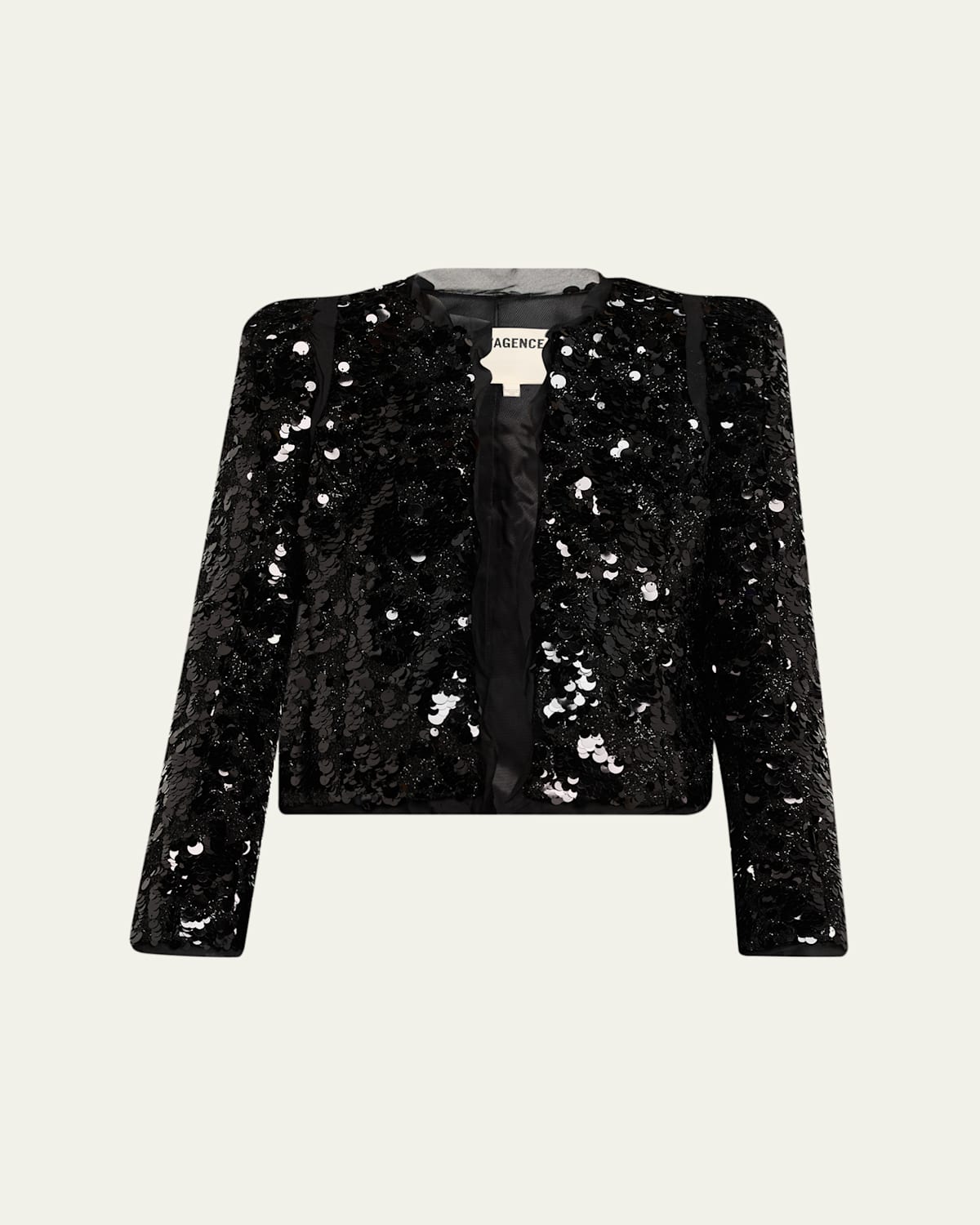 L'agence Shai Sequined Metallic Tweed Jacket In Black
