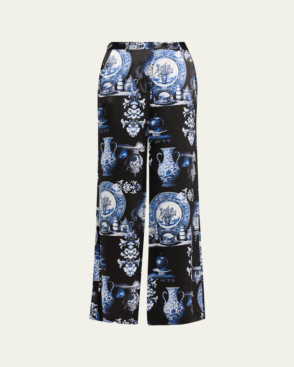L'agence Pilar Porcelain Silk Wide-leg Pants In Multi