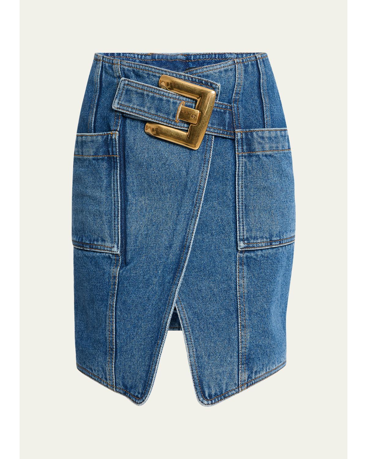 Belted Wrap Denim Mini
