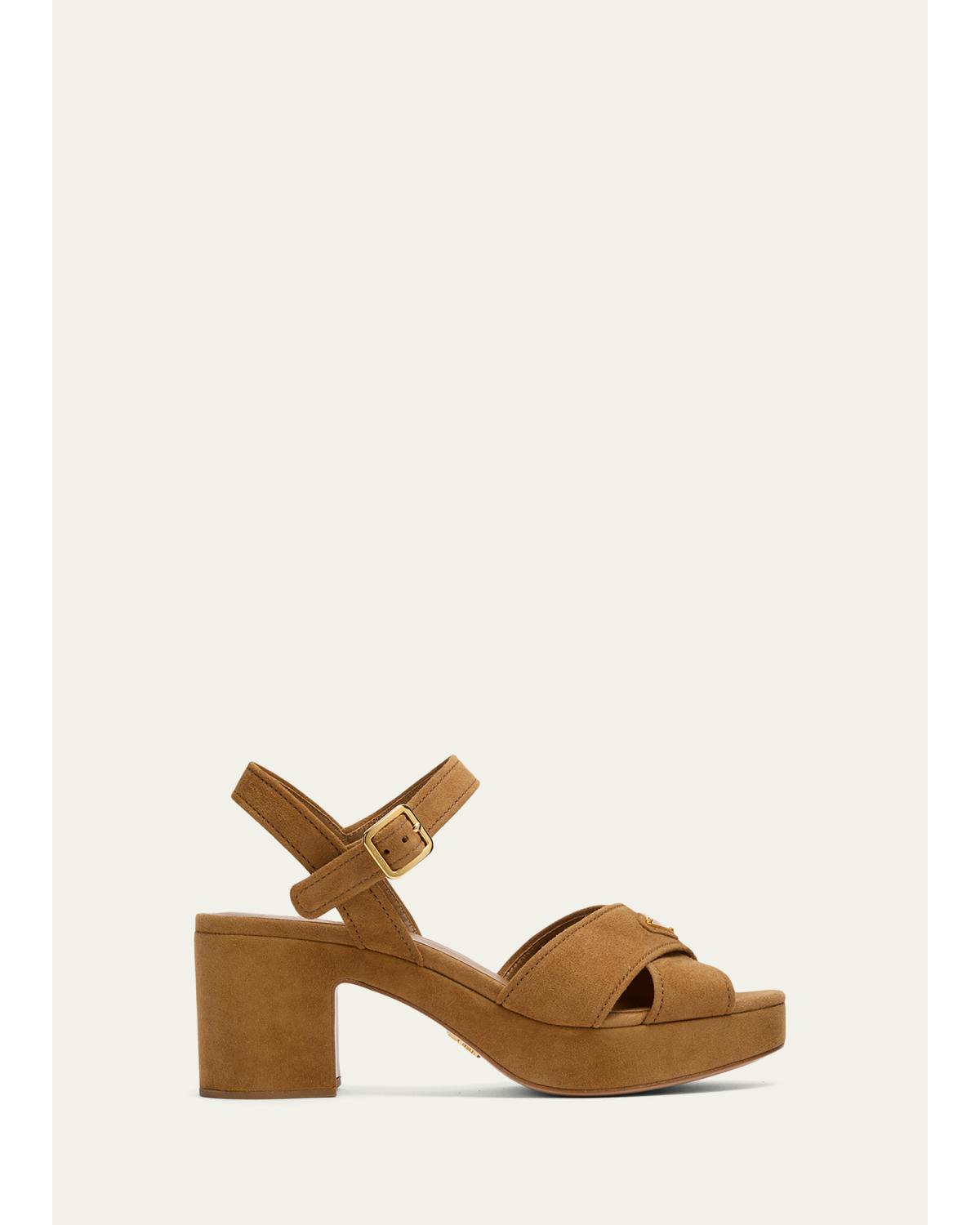 Triangle Suede Platform Sandals