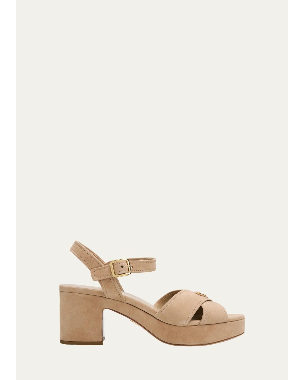 Triangle Suede Platform Sandals