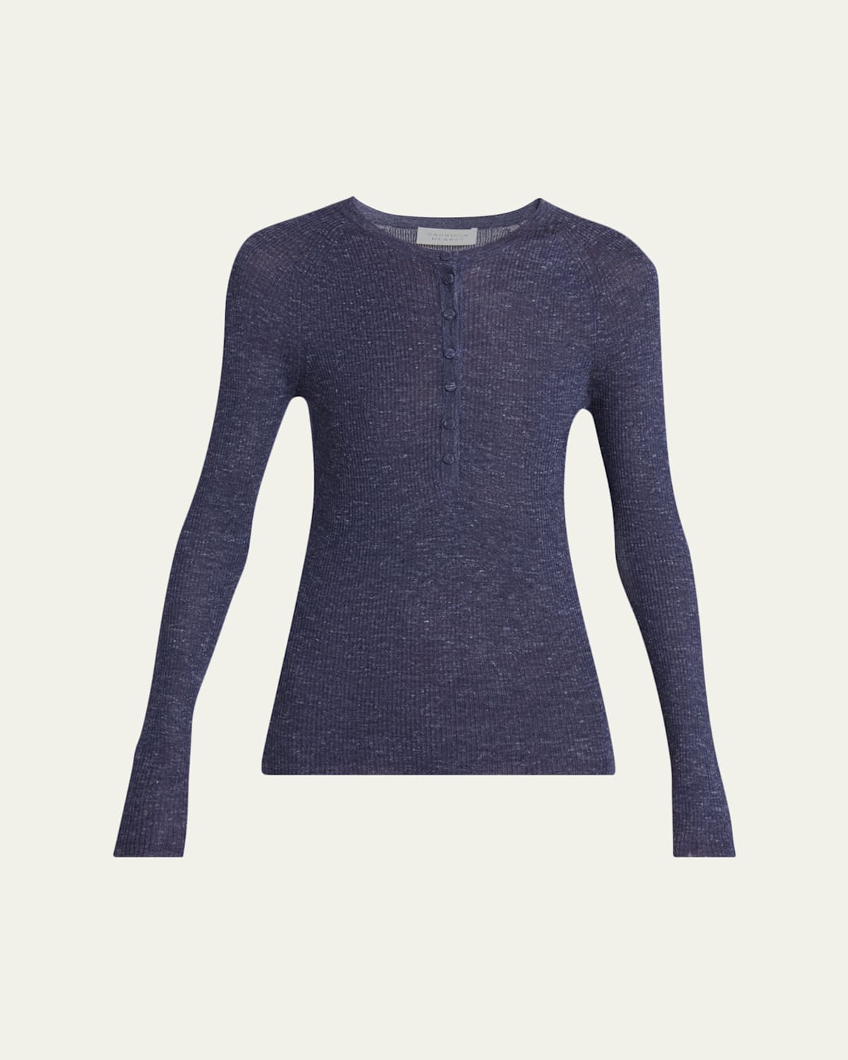 Gabriela Hearst Anges Cashmere Rib Henley Sweater In Blue