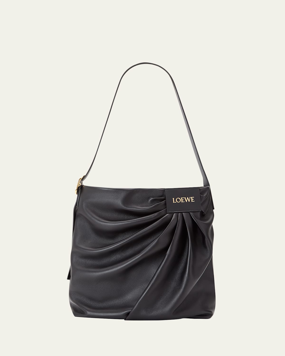 Loewe Pleated Shoulder Bag In Leather In Black