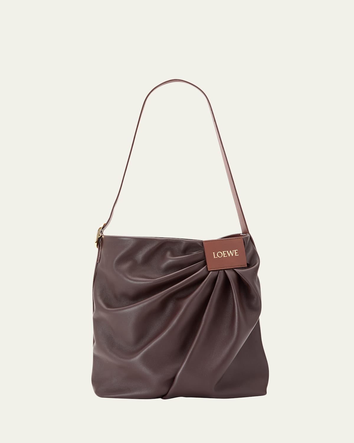 Loewe Pleated Shoulder Bag In Leather In Brown
