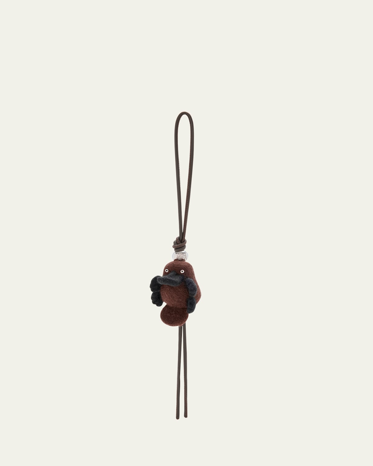 Loewe Platypus Wool Felt Bag Charm In Brown