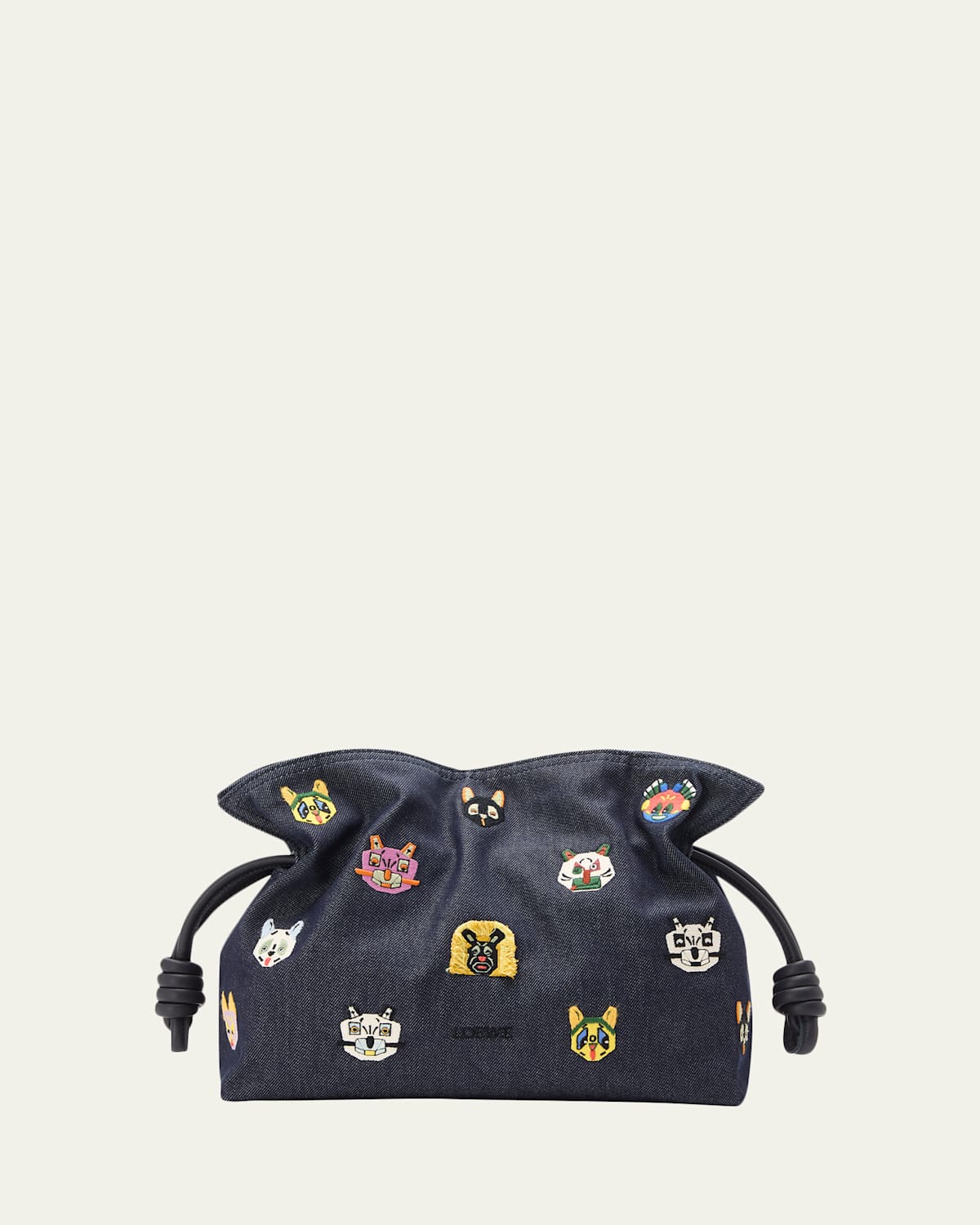 Loewe X Louis Wain Flamenco Clutch Bag In Denim In Blue