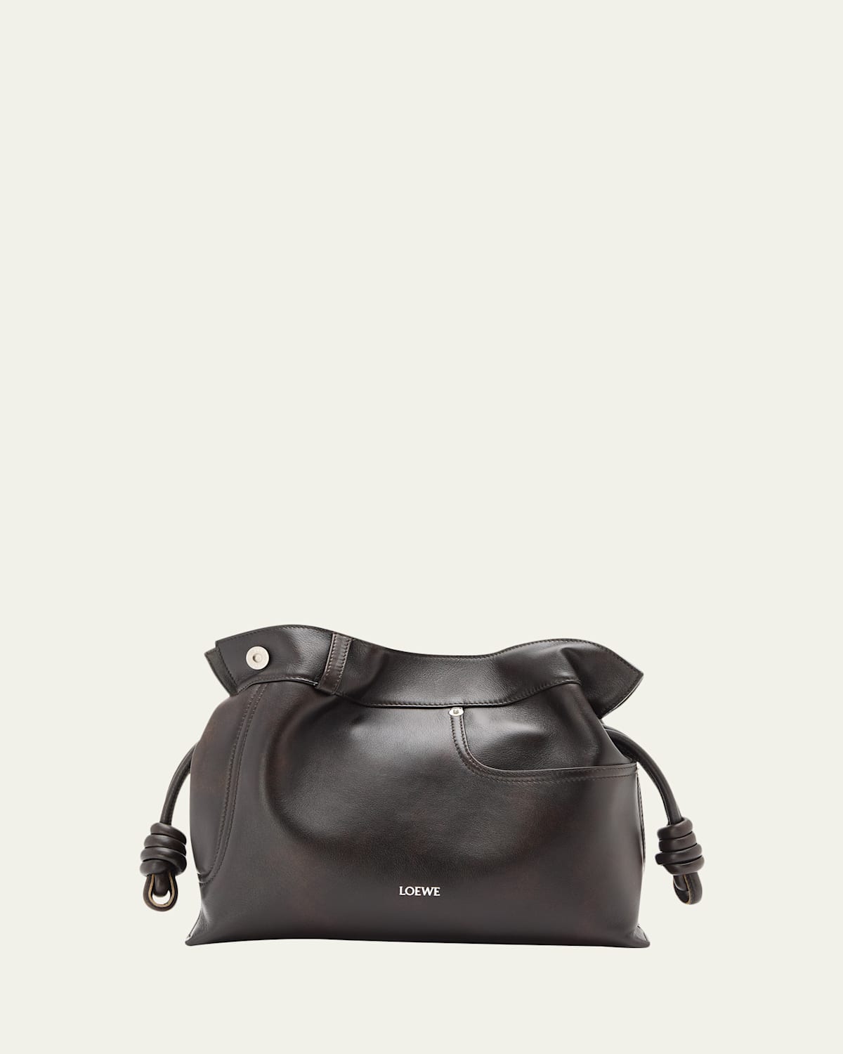 Loewe Flamenco Panta Clutch Bag In Leather In Brown