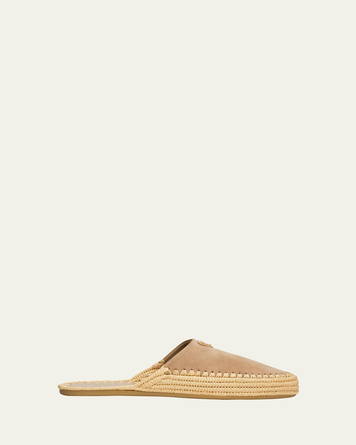 Prada Triangle Logo Suede Espadrille Mules In Brown