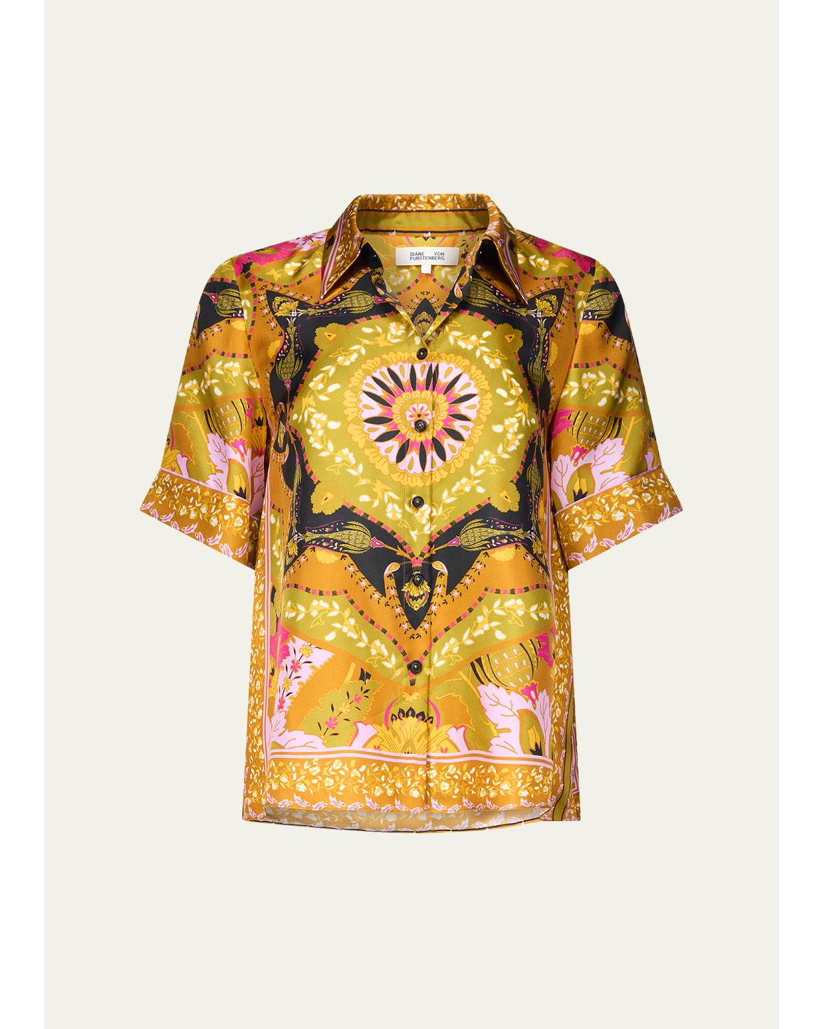 Alexa Floral-Print Silk Shirt