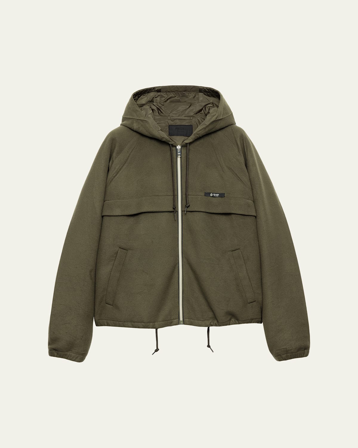 Prada Hooded Technical Fabric Blouson Jacket In Green