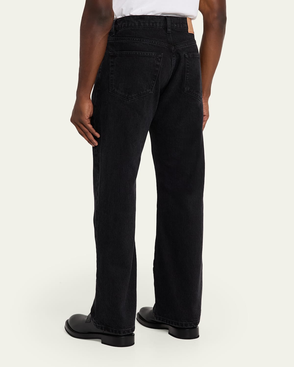 Men'S Black Denim Straight-Leg Five-Pocket Pants