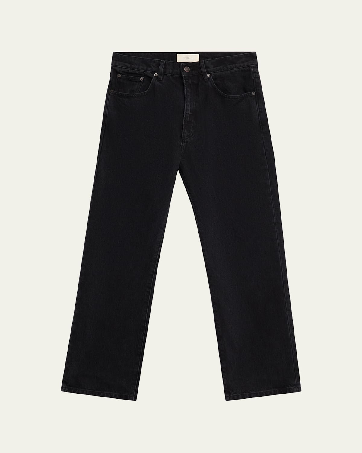 Men'S Black Denim Straight-Leg Five-Pocket Pants