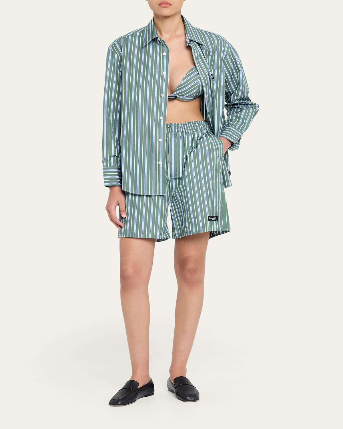 Striped Shirting Triangle Bralette