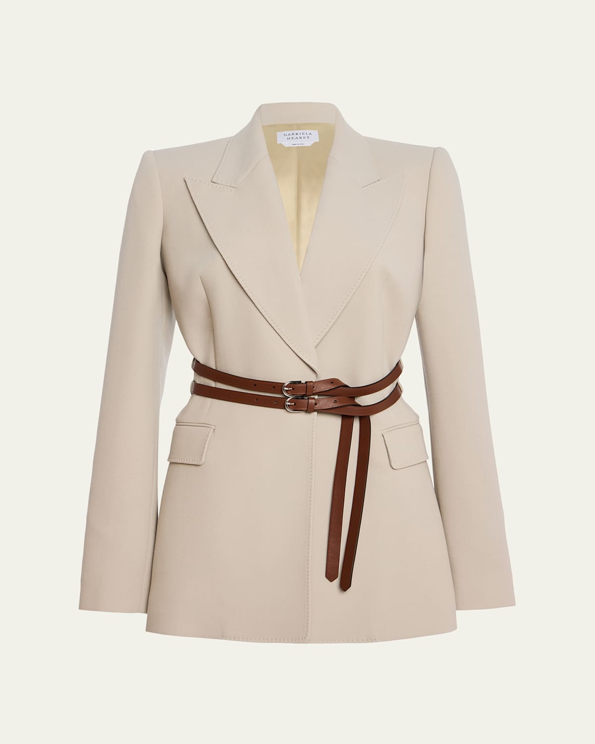 Gabriela Hearst Daniel Wrap Belted Blazer Jacket In Neutral