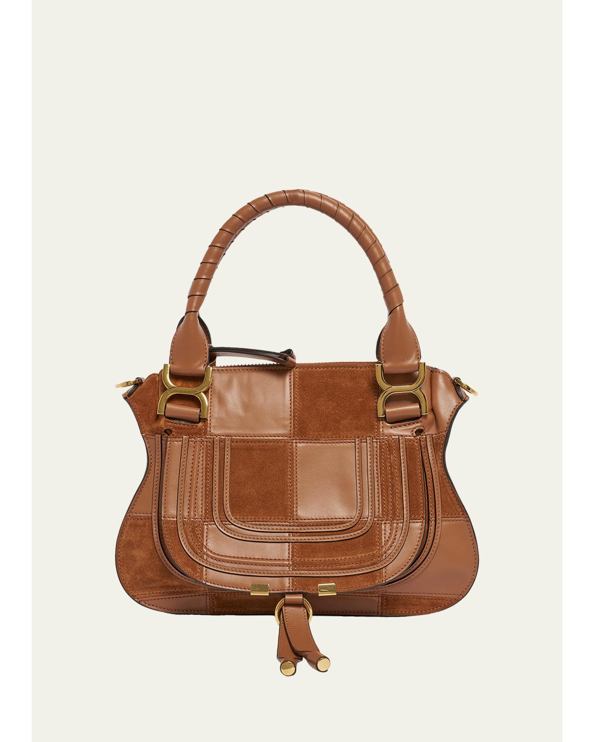 Marcie Medium Saddle Shoulder Bag in Patchwork Leather