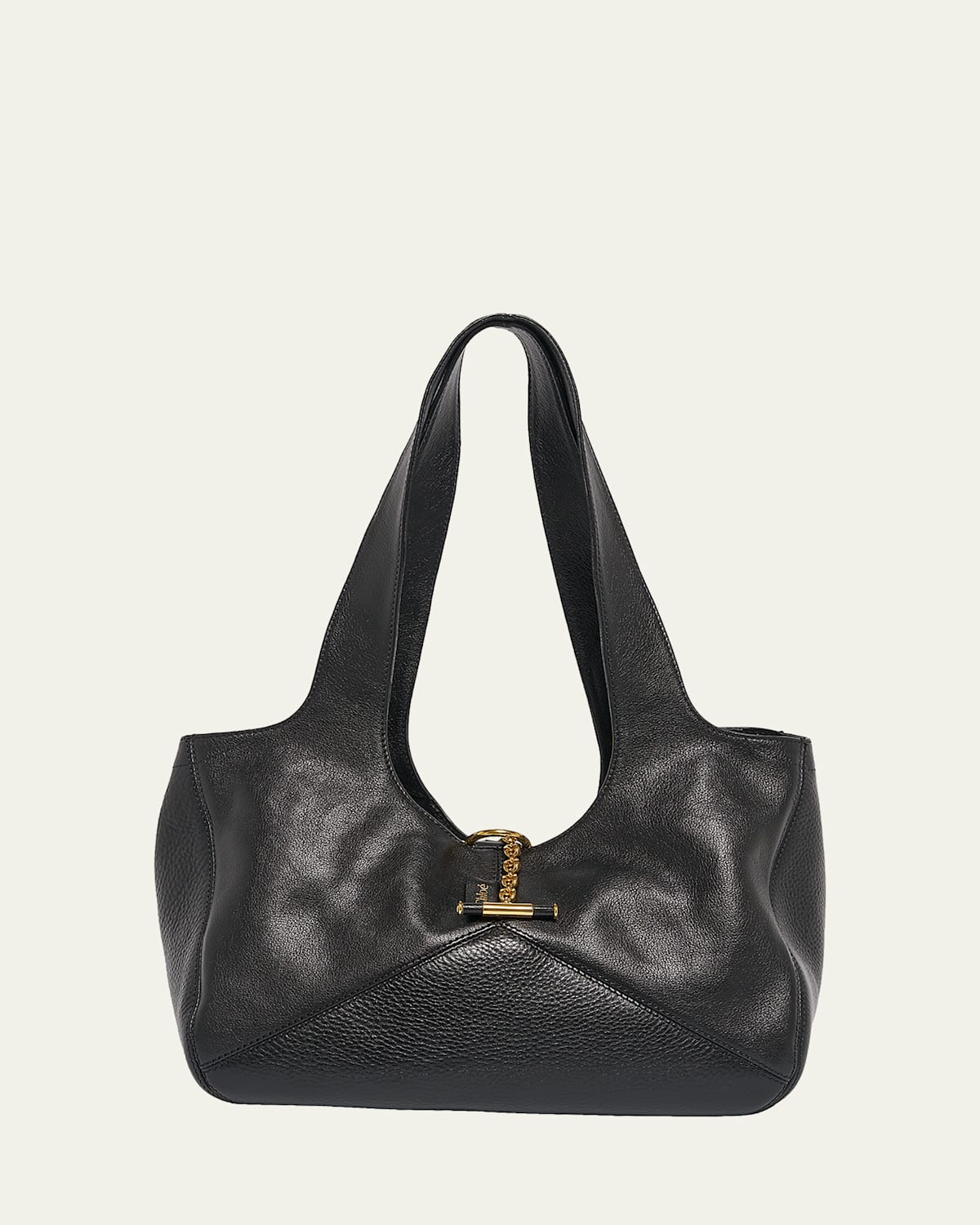Chloé Balloon East-west Tote Bag In Grain Leather In Black