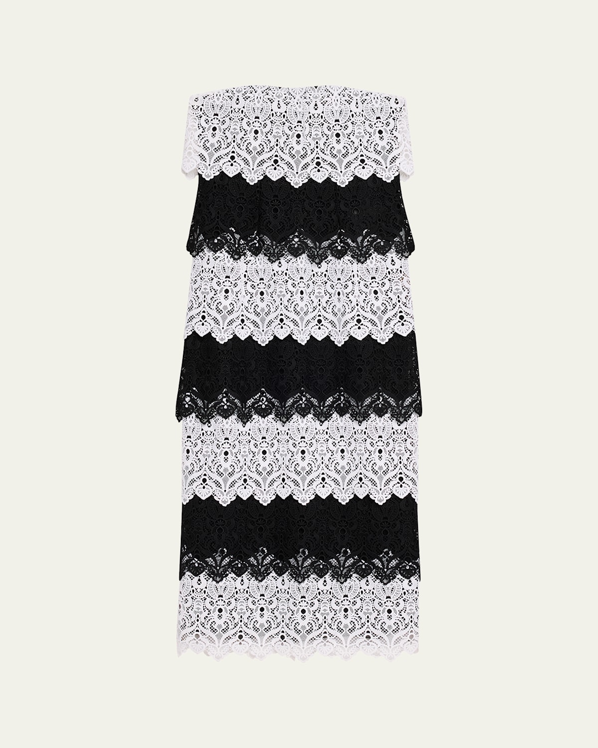 Carolina Herrera Lace-trim Strapless Maxi Dress In Black/white
