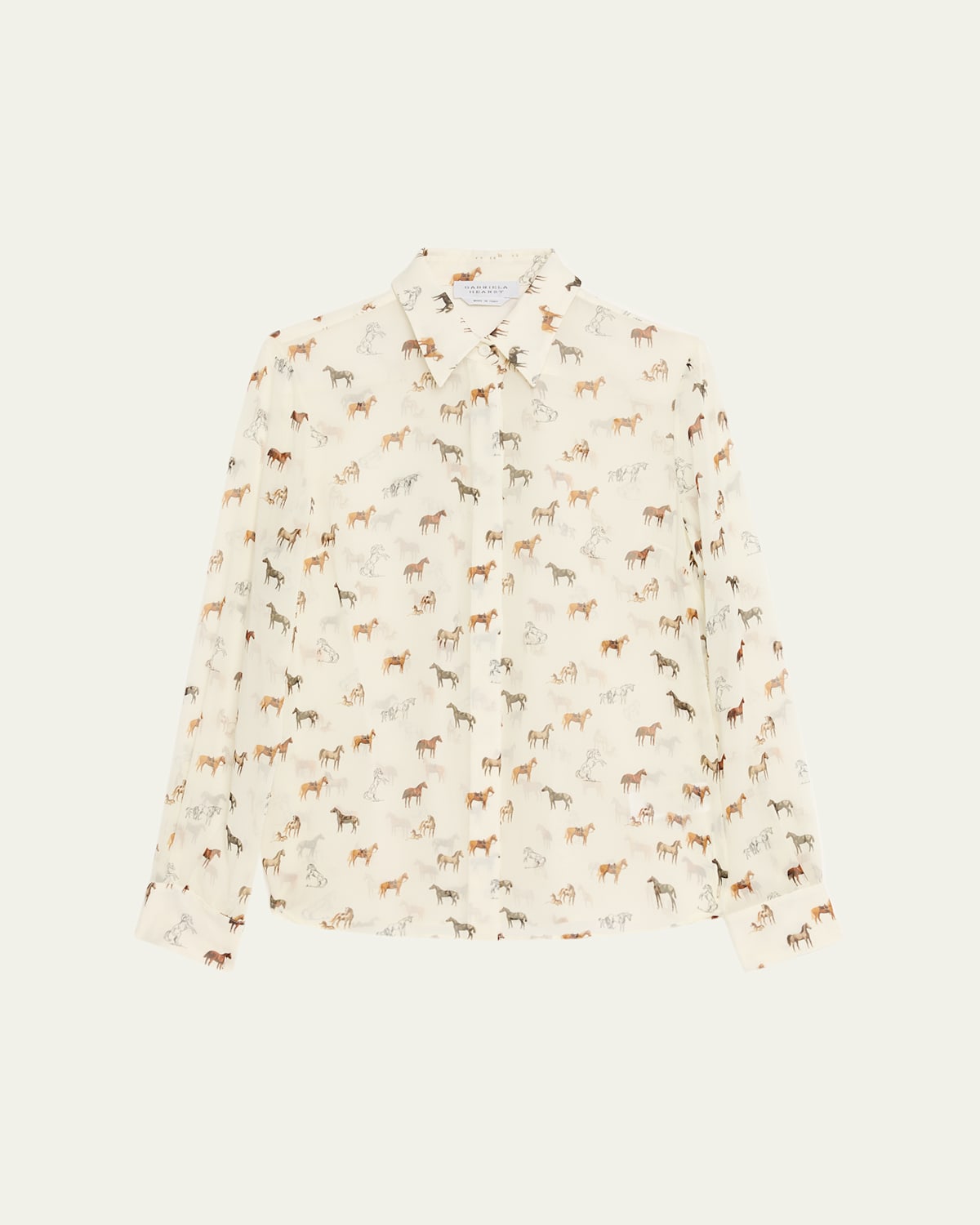 Gabriela Hearst Henri Horse-print Chiffon Button-down Blouse In Multi