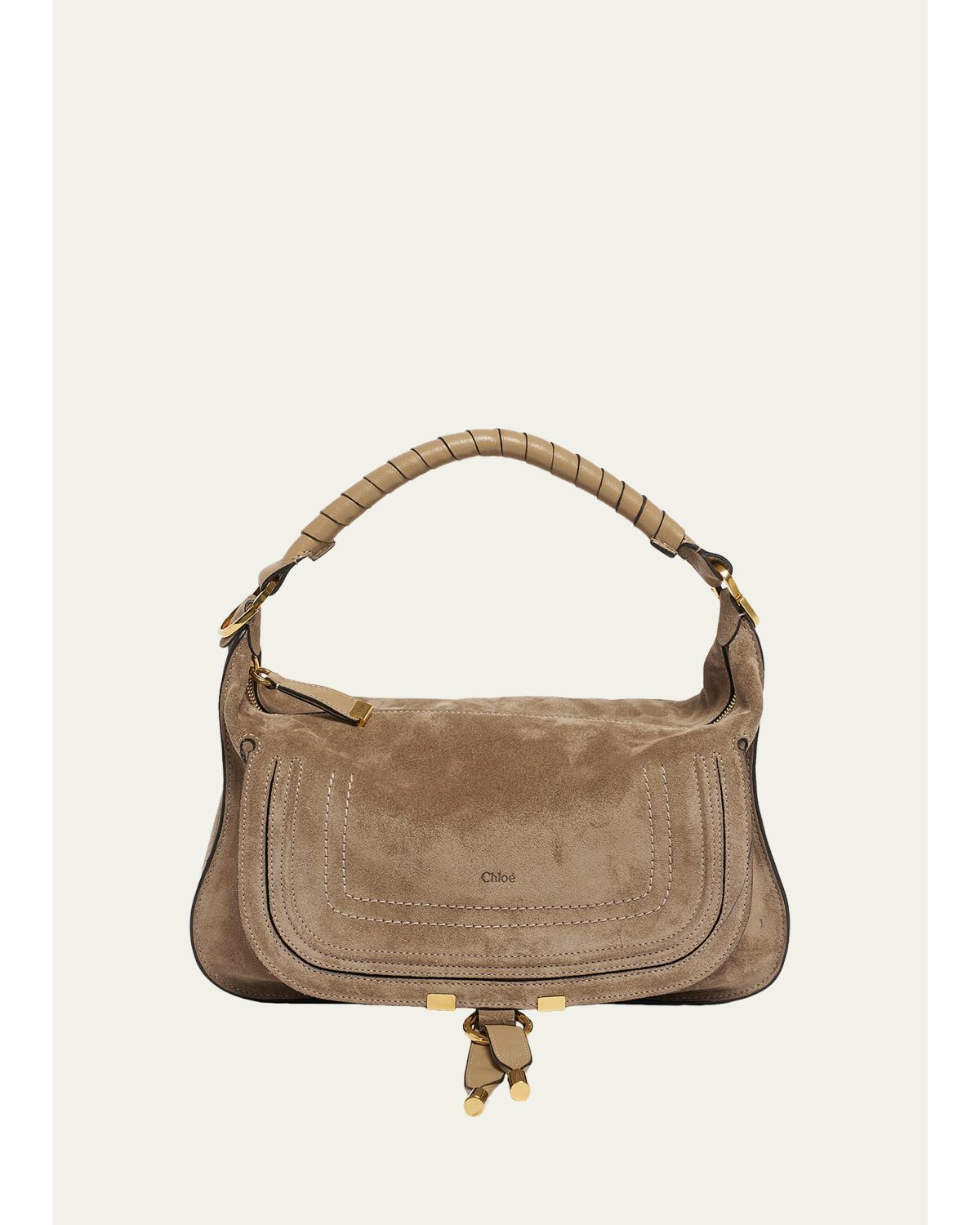 Marcie Medium Saddle Shoulder Bag in Suede