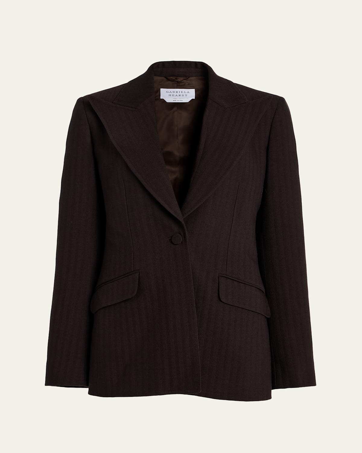 Gabriela Hearst Leiva Herringbone Single-breasted Blazer In Brown