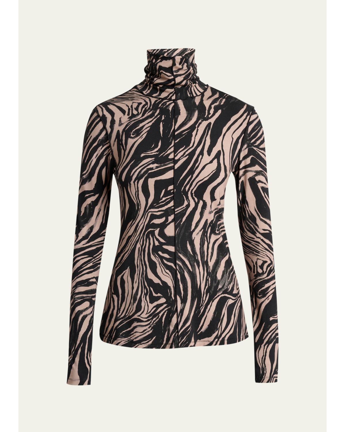 Audrey Printed Jersey Turtleneck