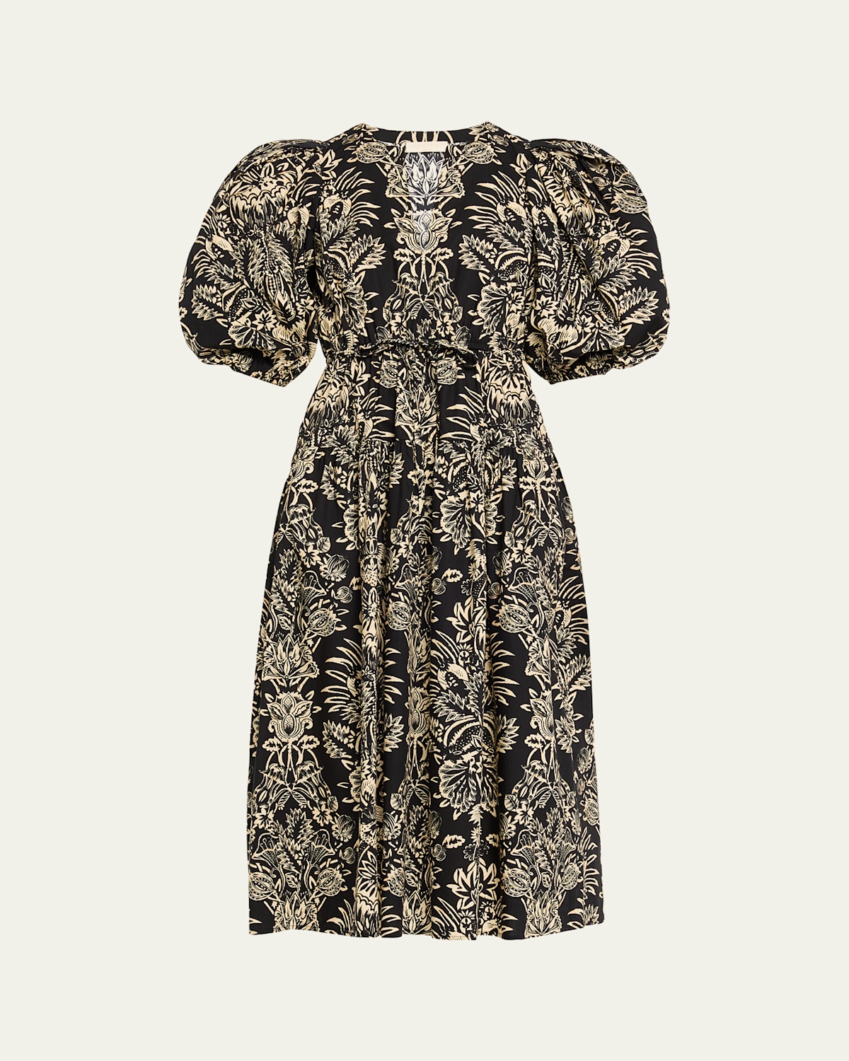 Ulla Johnson Harriet Floral Poplin Puff-sleeve Midi Dress In Multi